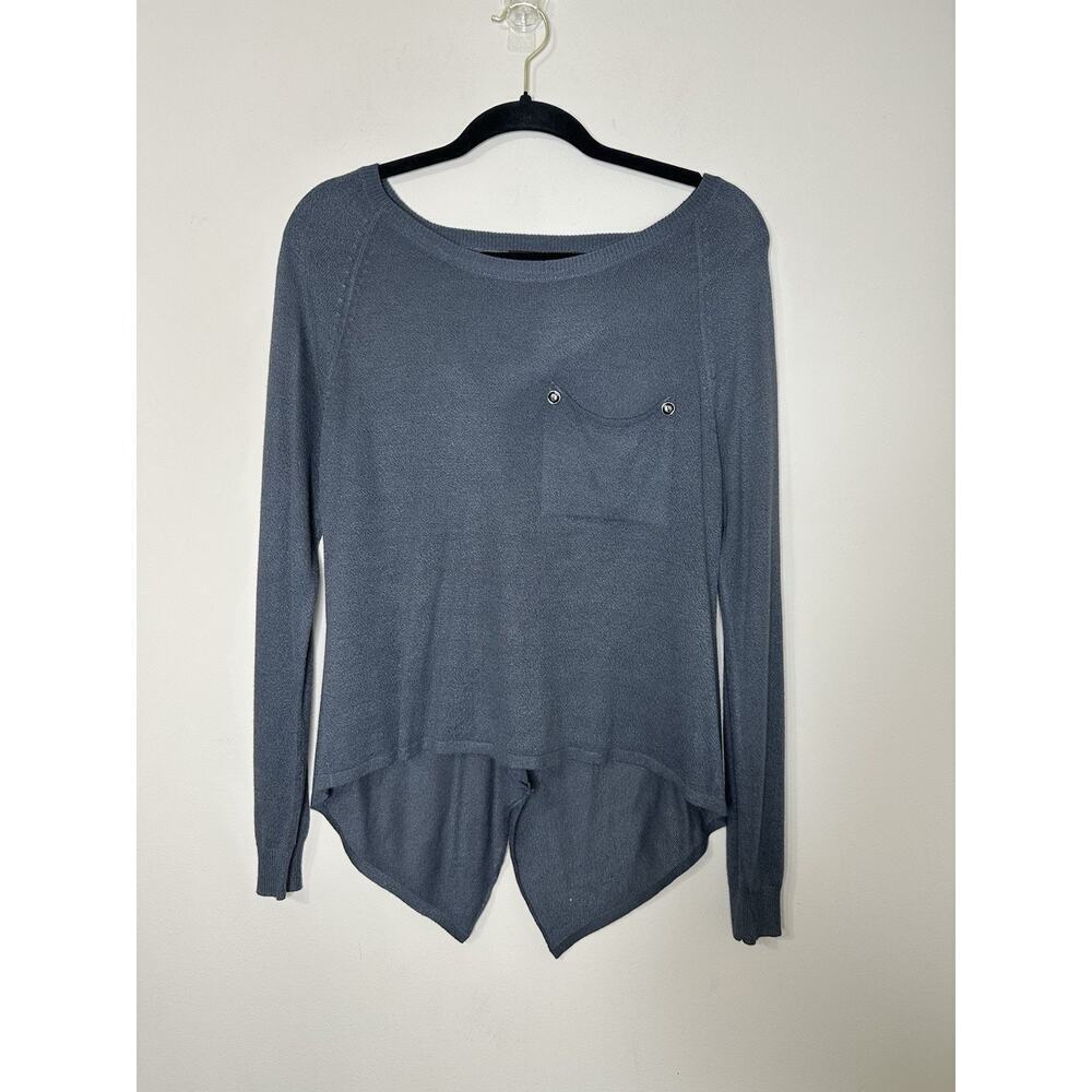 Kerisma Gray Long Sleeve Chest Pocket Asymmetric Hem Sweater Size M
